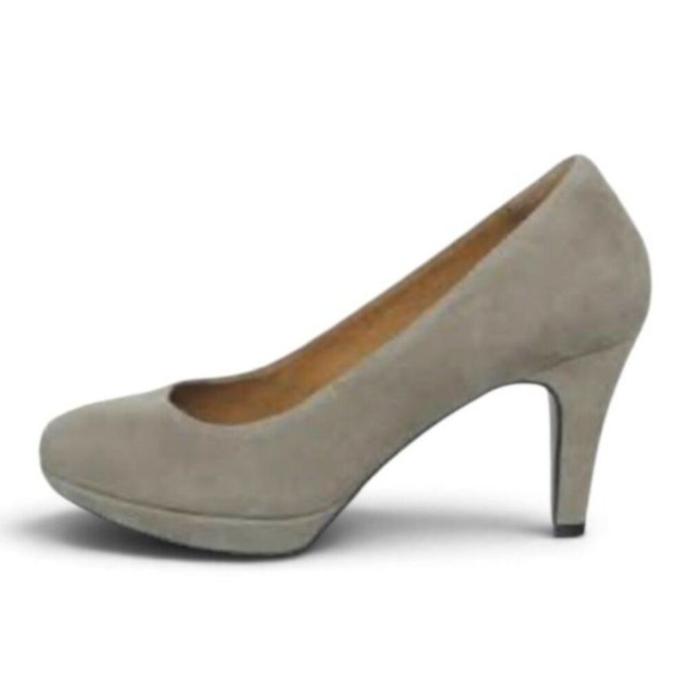 Clarks Women's Beige-Tan Suede Platform Career High Heel Pumps Size 8M